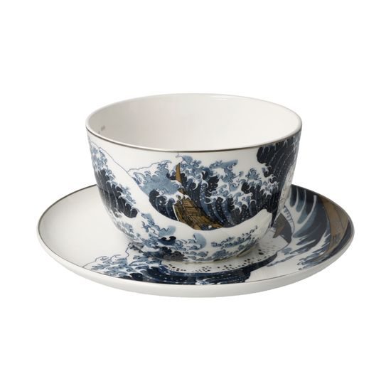 Šálek a podšálek Velká vlna, 500 ml / 19 cm, jemný kostní porcelán, K. Hokusai, Goebel