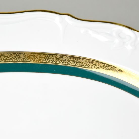 Mísa oválná 36 cm, Marie Louise 8800501 zlato + zelená, Thun 1794, karlovarský porcelán