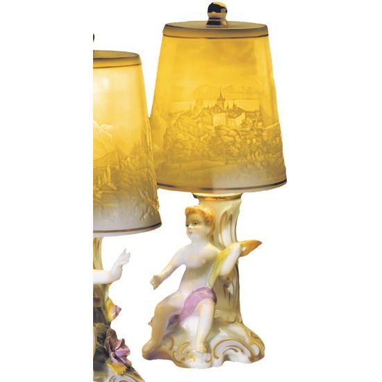 Lampa Chlapec se snopem 12 x 12 x 24 cm, Porcelánové figurky Plaue