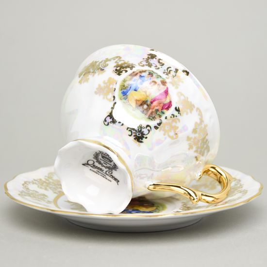 Cup 200 ml + sacuer 16 cm tea, footed, Three Graces, QueensCrown porcelain