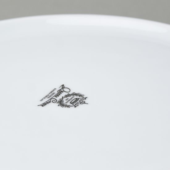 Dish round flat 31 cm (club plate), The Three Graces + gold + COBALT, Queen's crown porcelain