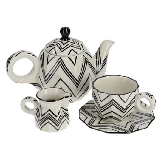 Tea / Coffee Set for 2 pers., Šárka Zig-Zag, Goldfinger porcelain