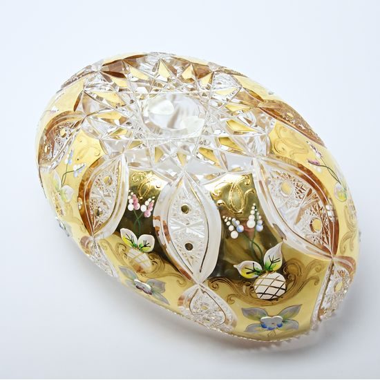 Cut Crystal Bowl Gondola, 27 cm, Gold + Enamel, Jahami Bohemia