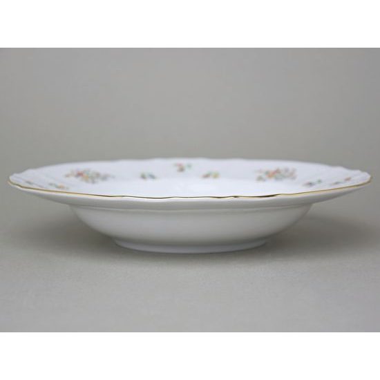 Plate deep 23 cm, Thun 1794 Carlsbad porcelain, BERNADOTTE flowers with gold