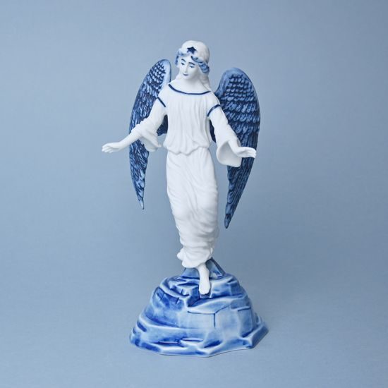 Angel on stand 11,4 cm + 6 cm stand, SMALL DEFFECTS, Original Blue Onion Pattern