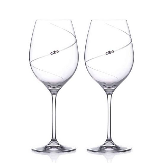 Silhouette - Set of 2 red wine glasses, 470 ml, Swarovski Crystals, DIAMANTE