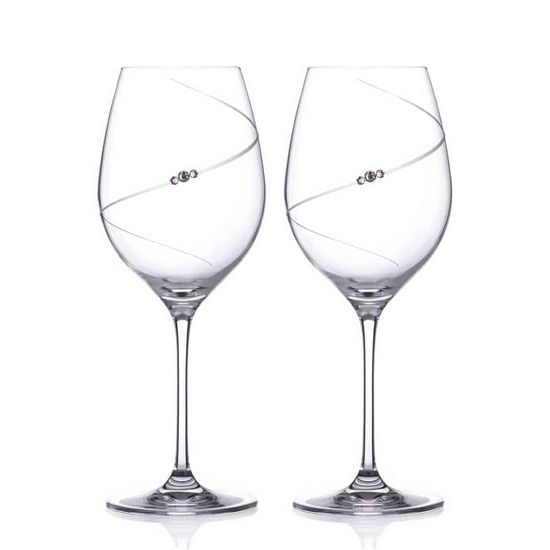 Silhouette - Set of 2 red wine glasses, 470 ml, Swarovski Crystals, DIAMANTE