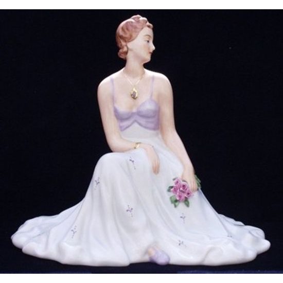 Lady sitting with roses 18 x 23 x 20 cm, Porcelain Figures Duchcov