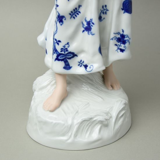 Dívka se snopem 53 cm, cibulák + kobalt, Porcelánové figurky Duchcov