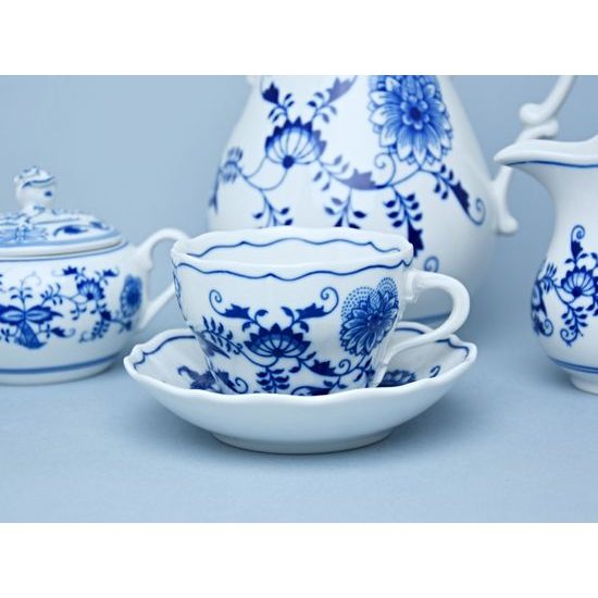 Kávová souprava pro 6 osob (cukřenka s oušky), Cibulák, originální z Dubí