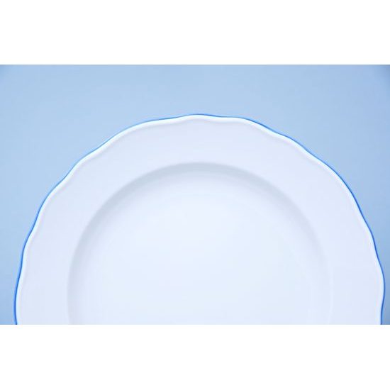 Talíř hluboký 24 cm, bílý porcelán s modrou linkou, Český porcelán a.s.