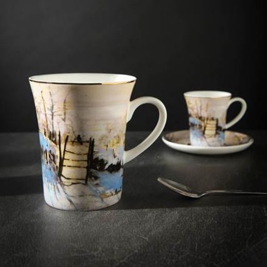 Hrnek 400 ml Straka, 13 / 10 / 11 cm, C. Monet, jemný kostní porcelán, Goebel