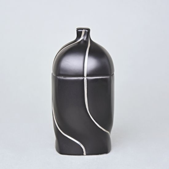 Dóza Jona 12 x 6 x 6 cm, Černý fond + Platina, Porcelán Duchcov