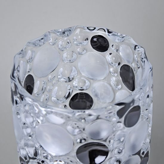 Crystal vase Lisboa 35 cm with fond and black lister, Jihlava Glassworks Bohemia 1845