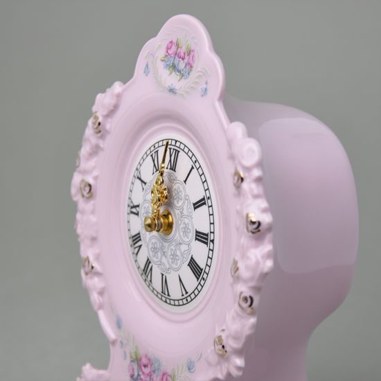 Hodiny 20 cm, Rita, Růžový porcelán z Chodova