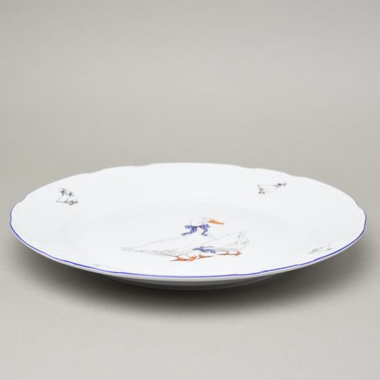 Constance husy, Mísa mělká kulatá 30 cm (klubový talíř), Thun 1794, karlovarský porcelán