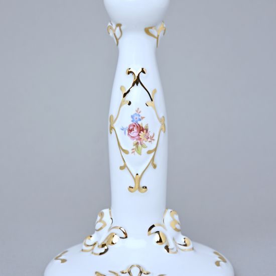 Candleholder Rococo 10,7 x 17,8 cm, White + print + Gold, Royal Dux Bohemia