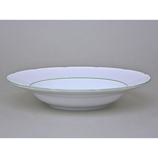 7047703: Deep plate 23 cm, Thun 1794, karlovarský porcelán, NATÁLIE light green lines