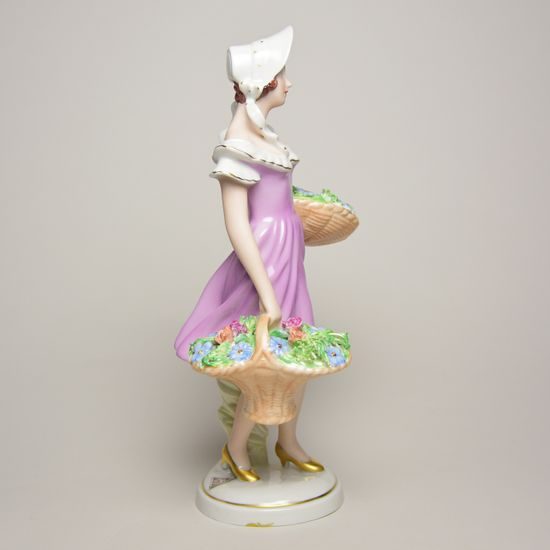 Gardener woman 13,5 x 11 x 26 cm, Saxe, Porcelain Figures Duchcov