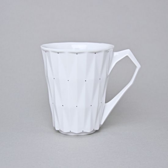 Mug Diamond White, White + Black Dots, 250 ml, Goldfinger Porcelain