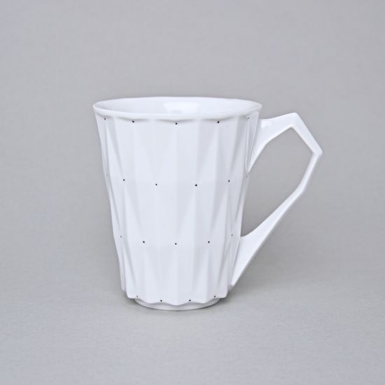 Hrnek Diamond White, Bílá + černé tečky, 250 ml, porcelán Goldfinger