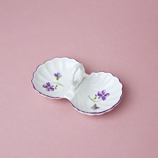 Slánka dvoudílná s úchytkou 12 cm, fialky, Český porcelán a.s.