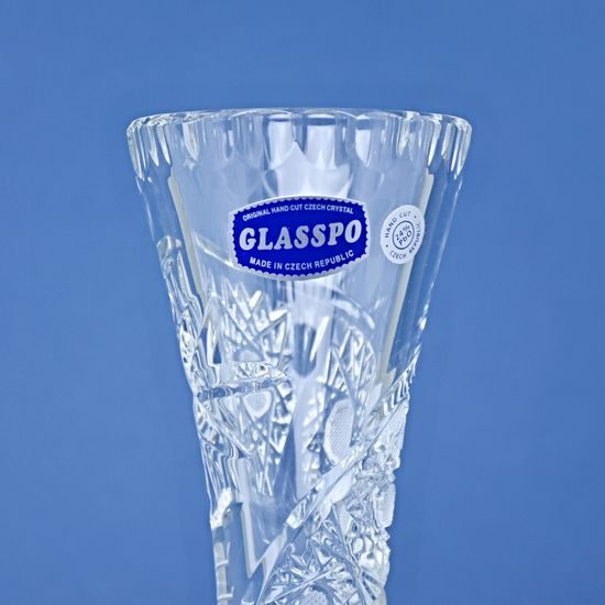 Křišťálová váza broušená úzká, Kometa, 255 mm, GLASSPO / Crystal Bohemia