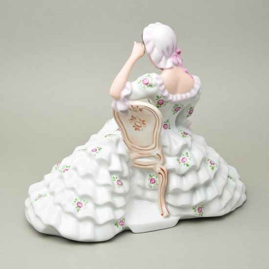 Lady with book, velká 22,5 x 32,5 x 26,5 cm, flowers, Royal Dux Bohemia