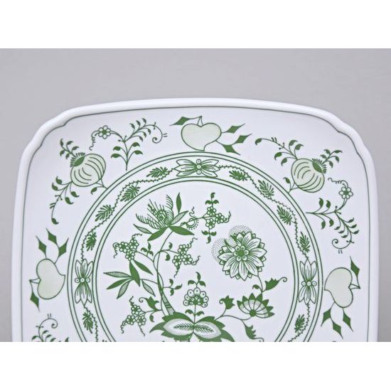 Talíř hranatý 21 cm, zelený cibulák, Český porcelán a.s.