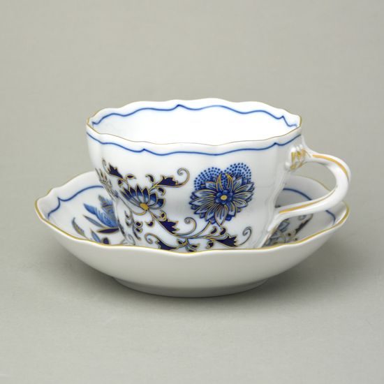 Cup + saucer D 0,40 l / 18,2 cm, Original blue Onion pattern + gold
