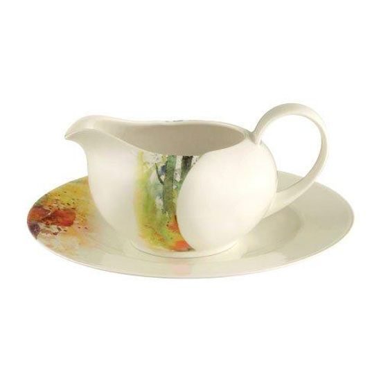 Gravy boat with saucer 0,55 l, Achat Diamant 3984 Potpourri, Tettau Porcelain