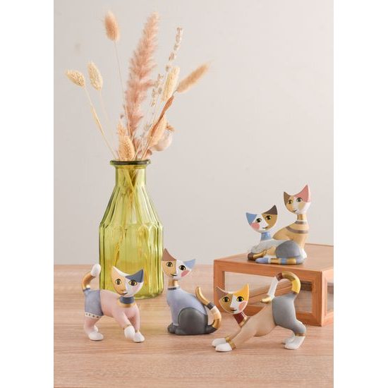 Cats Kaja and Mika 7 / 6.5 / 8cm, biscuit china, Cats Goebel R. Wachtmeister