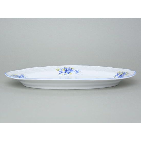 Oval dish 36 cm, Thun 1794 Carlsbad porcelain, BERNADOTTE Forget-me-not-flower