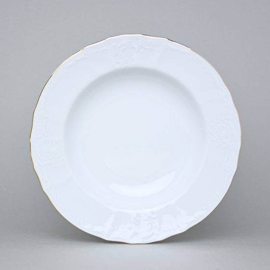 Plate deep 23 cm, Thun 1794 Carlsbad porcelain, BERNADOTTE gold line