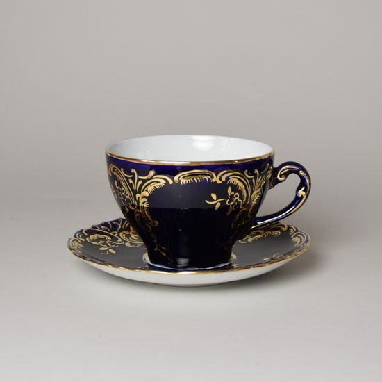 Cup 200 ml and saucer, Opera cobalt blue + gold, Český porcelán a.s.