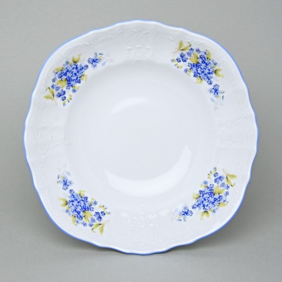 Bowl 25 cm on stand, Thun 1794 Carlsbad porcelain, BERNADOTTE Forget-me-not-flower