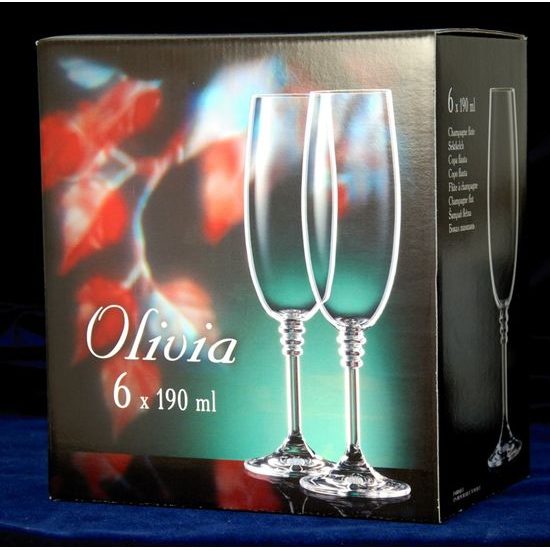 Olivia: Sklenička na šampaňské 190 ml, 6 ks., Bohemia Crystal
