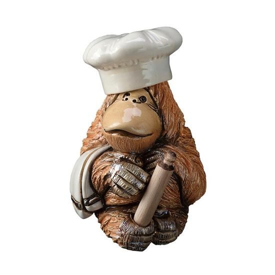 De Rosa - Chef Orangutan, 6 x 6 x 10 cm, Ceramic figure, De Rosa Montevideo