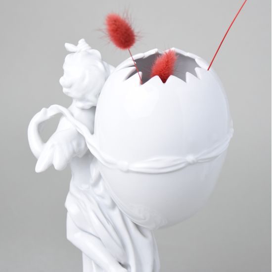 Vase - Angel with egg, 13 x 13 x 25 cm, Porcelain figures Gläserne Porzellanmanufaktur