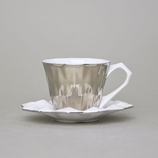 Šálek 150 ml a podšálek 14 cm Diamond Platina, porcelán Goldfinger