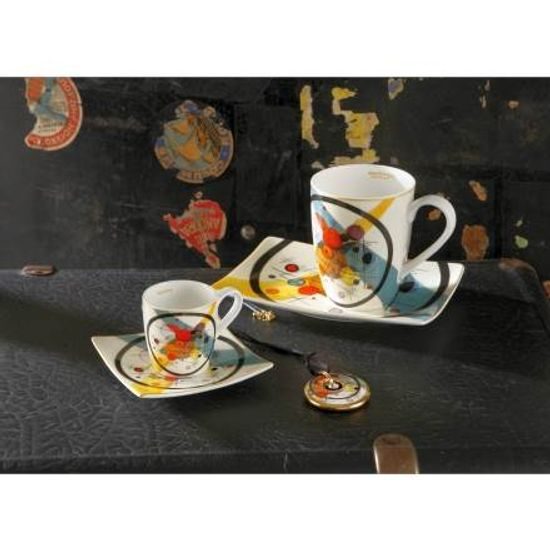 Šálek 100 ml a podšálek na espresso 10,5 cm, Kruhy v kruhu, jemný kostní porcelán, V. Kandinskij, Goebel