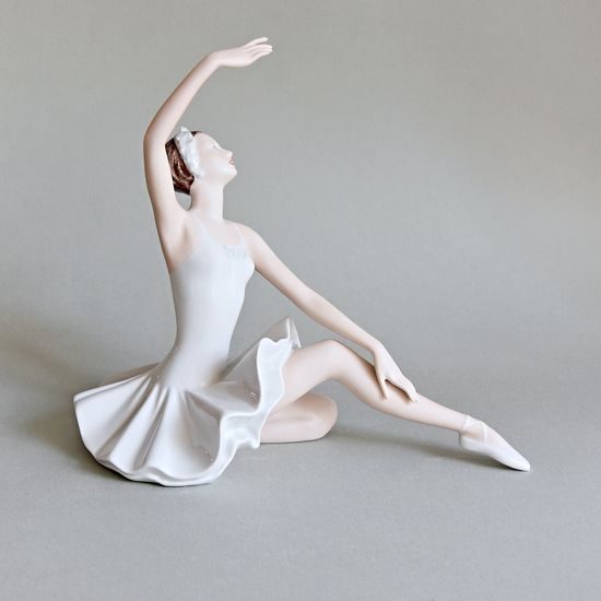 Ballet Dancer I. - White Dress, 26,5 x 14 x 22,5 cm, Natur + Gold, Porcelain Figures Duchcov