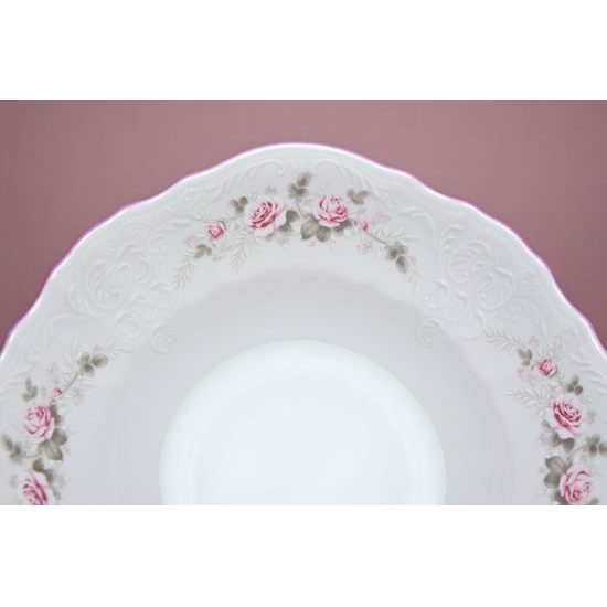 Pink line: Bowl deep 25 cm, Thun 1794 Carlsbad porcelain, BERNADOTTE roses