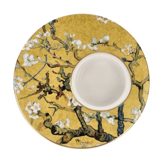 Candle holder V. van Gogh - Almond Tree Golden, 12 / 12 / 4 cm, Porcelain, Goebel