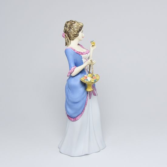 Lady With Basket, Blue-pink colors - darker version 10 x 11 x 28 cm, Pastel, Porcelain Figures Duchcov