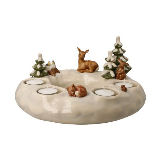 Advent wreath Winterforest 27 / 27 / 14 cm, stoneware, Goebel