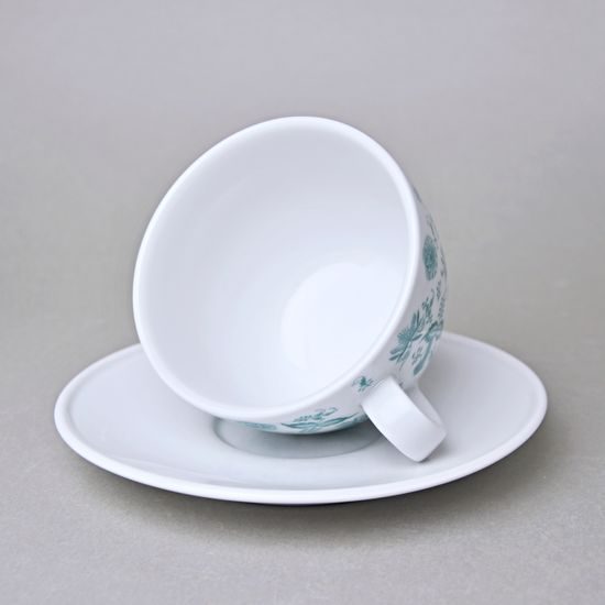 Šálek 330 ml a podšálek 17 cm Milada, Fragmenty cibuláku, zelená, Český porcelán a.s.