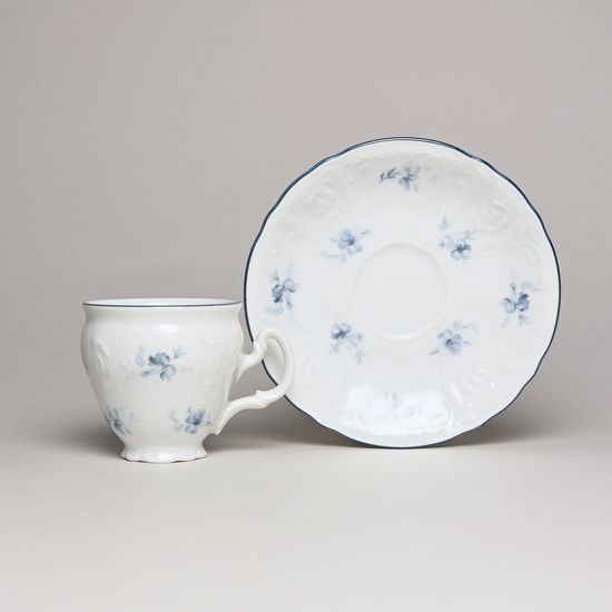 Espresso cup and saucer 75 ml / 12 cm, Thun 1794 Carlsbad porcelain, BERNADOTTE blue flower