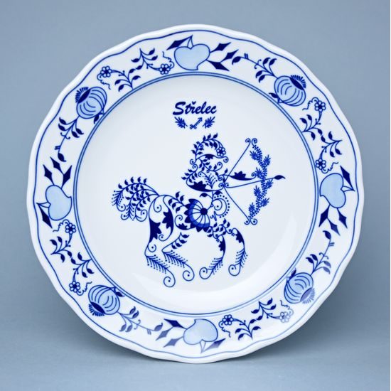 Talíř mělký 24 cm, Střelec, (i na zeď), Cibulák, originální z Dubí
