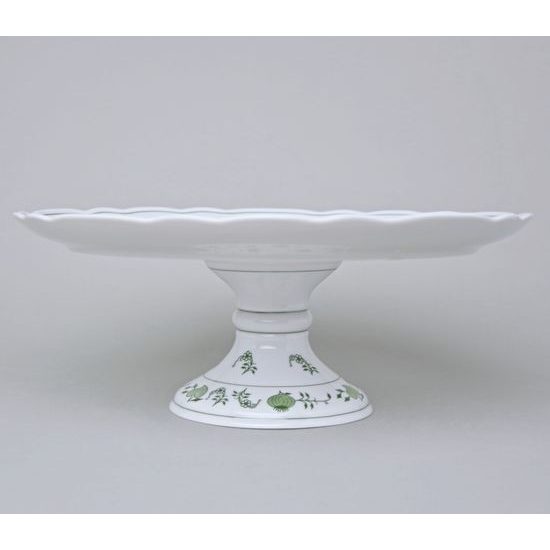Talíř dortový na noze 31 cm, zelený cibulák, Český porcelán a.s.